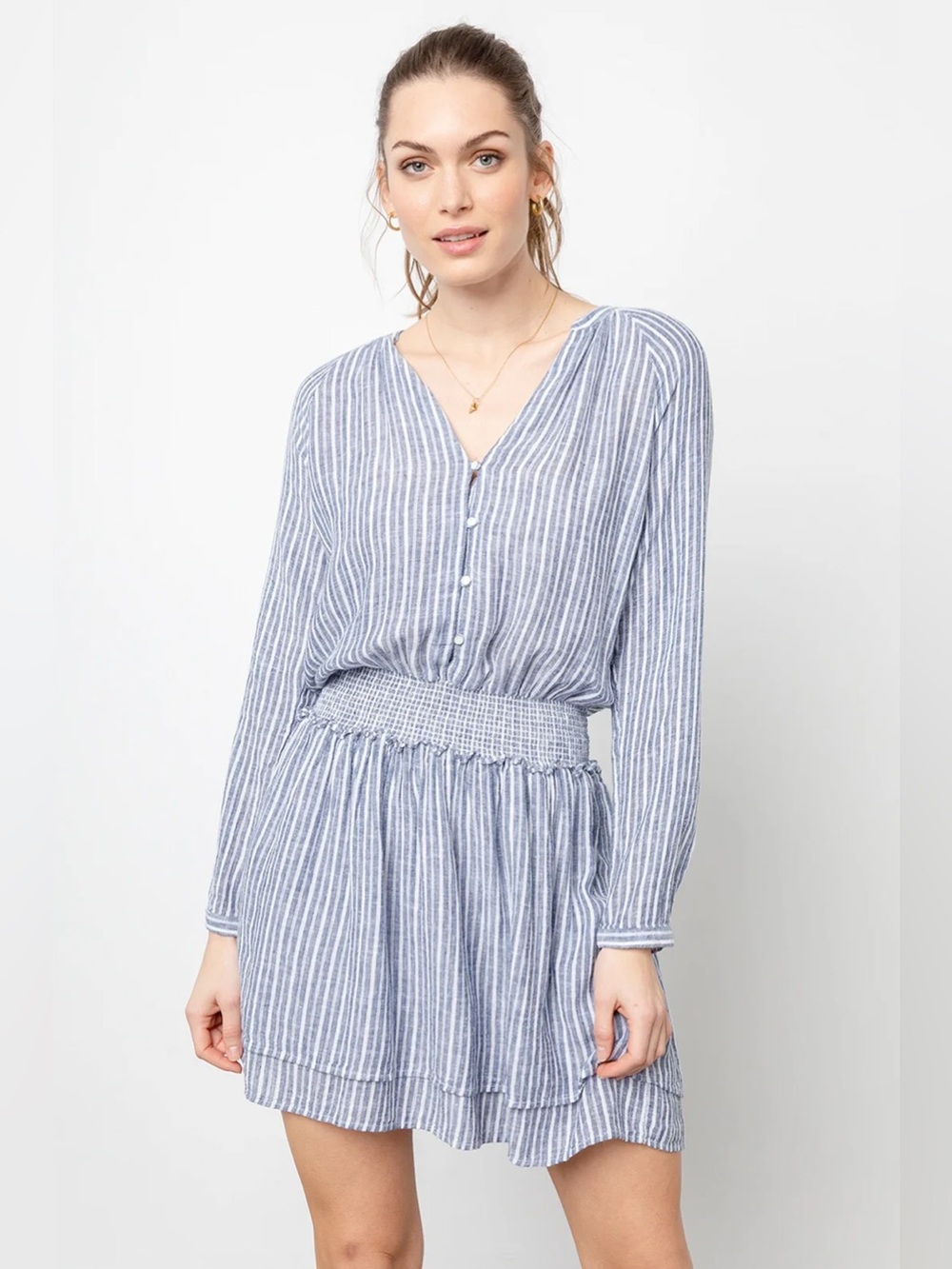 Rails Jasmine Linen Mini Dress in Tibet Stripe Blue
